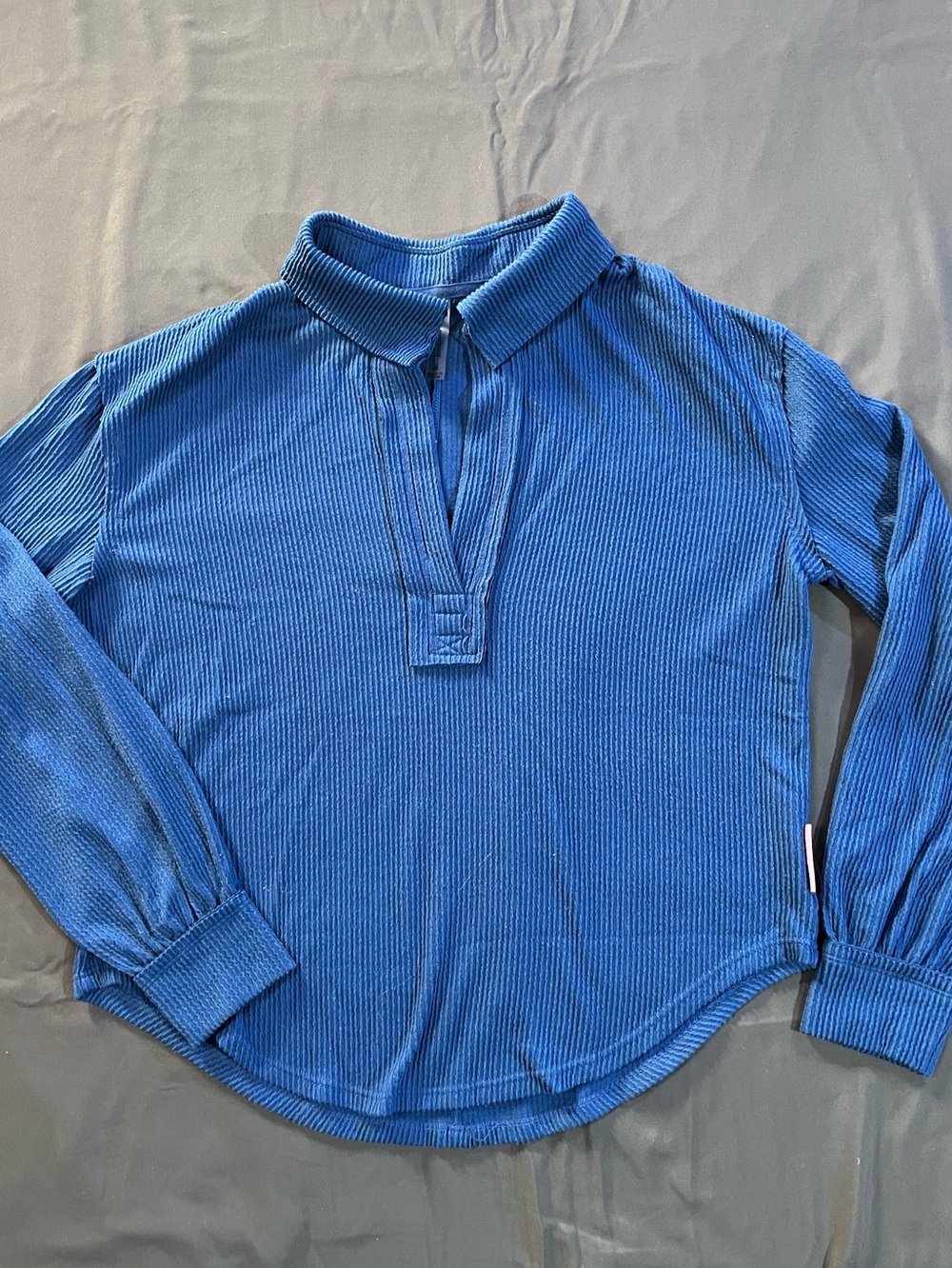 Simply Southern Ribbed Blue Top, Vneck, Sz S